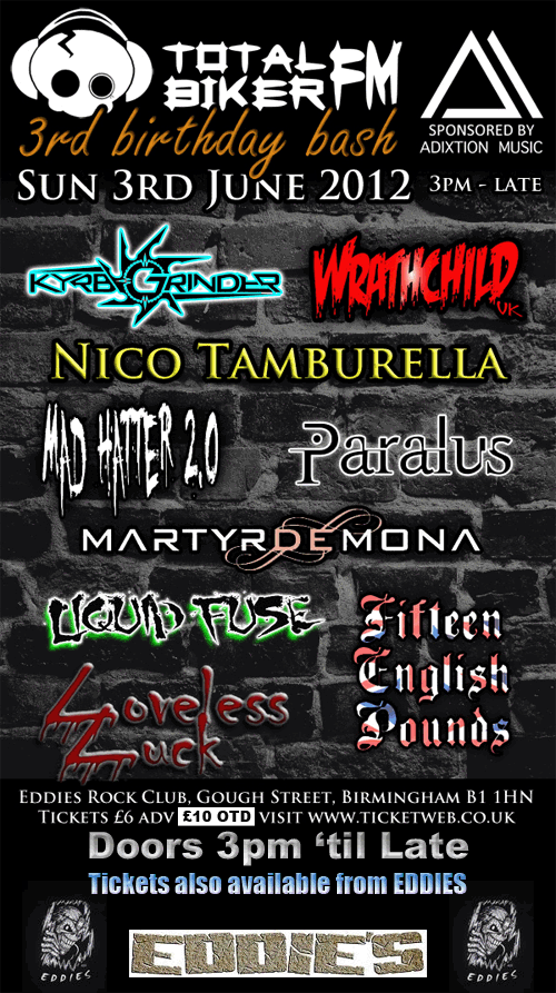 Total Biker FM 3rd Birthday Bash – Full Line-Up Announced!