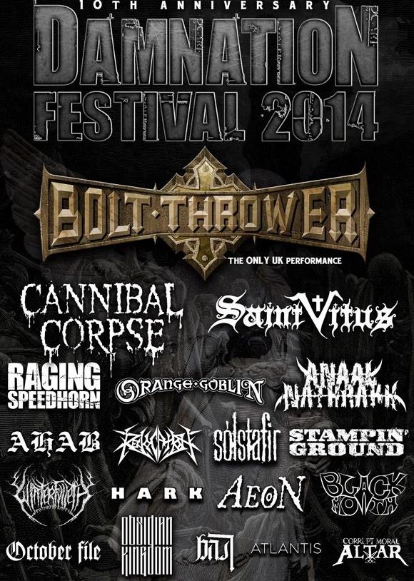 Final line-up announced with one month to Damnation Festival 2014